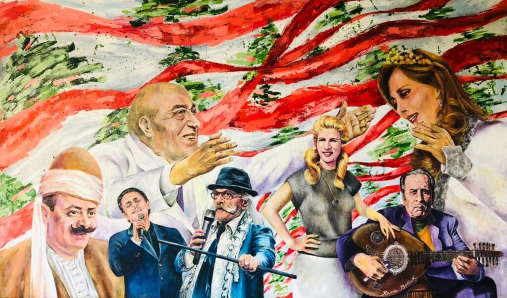 سبعة فنانين إشارة للنصر والعدل والأمل بريشة الرسامة رانيا بحلق